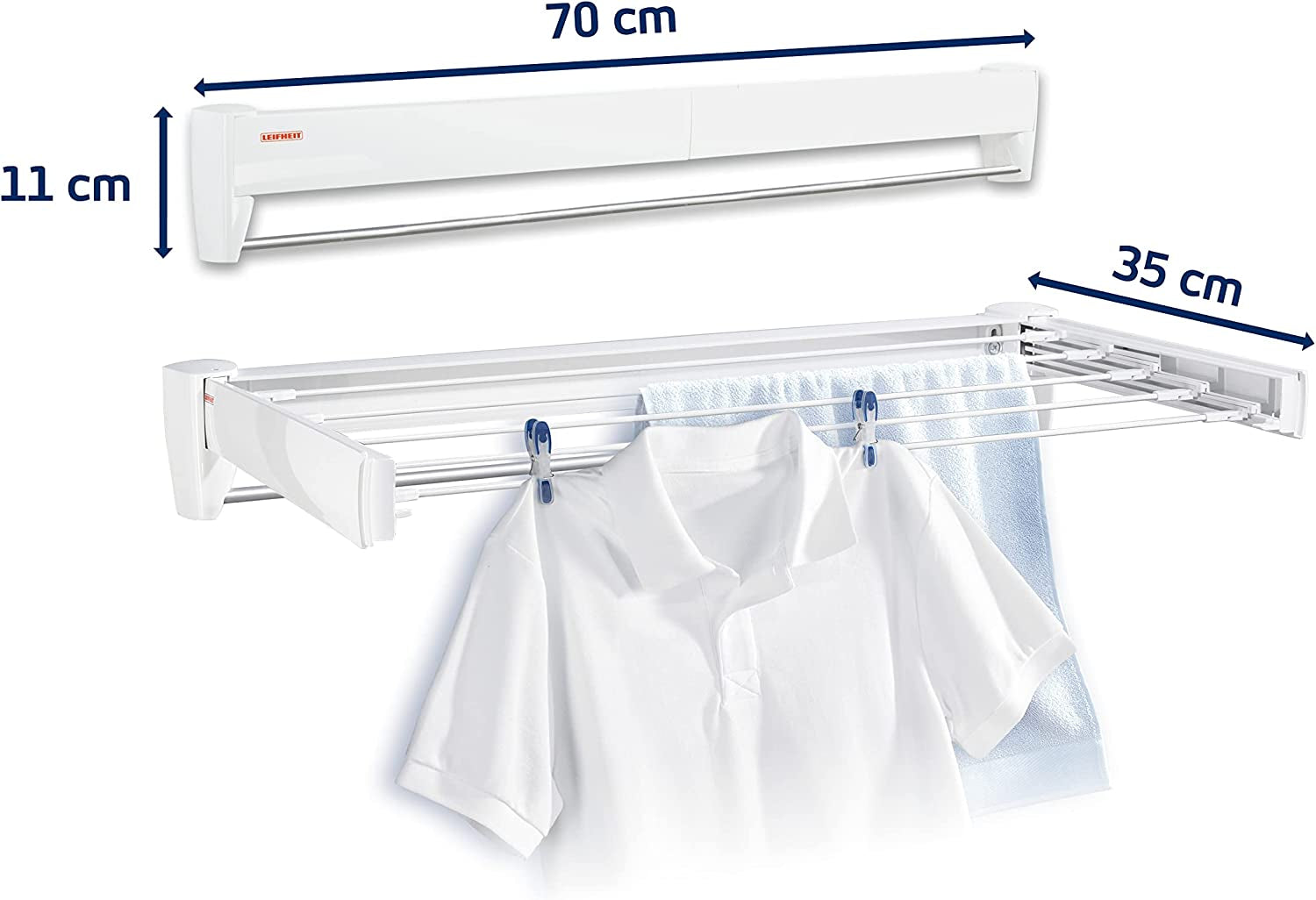Telegant Wall Dryer, Foldable Outdoor and Indoor Drying Rack, Wall Mounted Clothesline, Space Saving Laundry Drier for Clothes, Towels (Colour: White) 3.6 M 83201-6